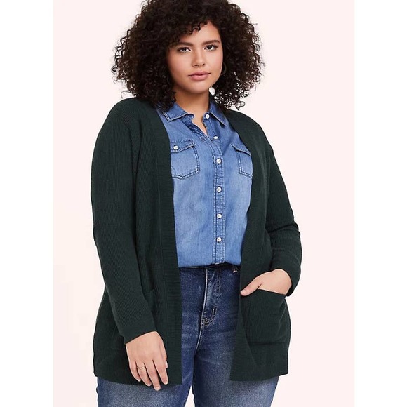 torrid Sweaters - NWT Torrid Green Open Front Cardigan Sweater Top Pockets Plus Size: 5X (28)